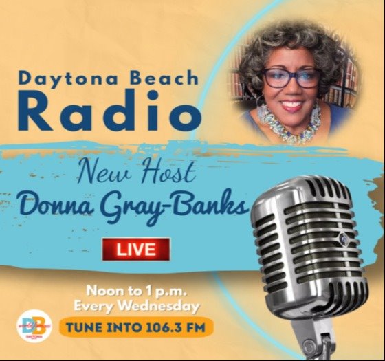 Graphic introducing Donna Gray-Banks as new radio host