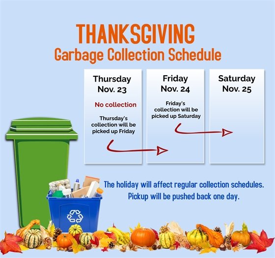 Thanksgiving holiday garbage schedule 