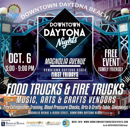 Food Trucks and Fire Trucks in downtown Daytona Beach Oct. 6